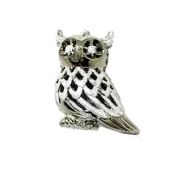 Christmas Forever ORN PEWTER OWL 3″ W/SILVER GLTR