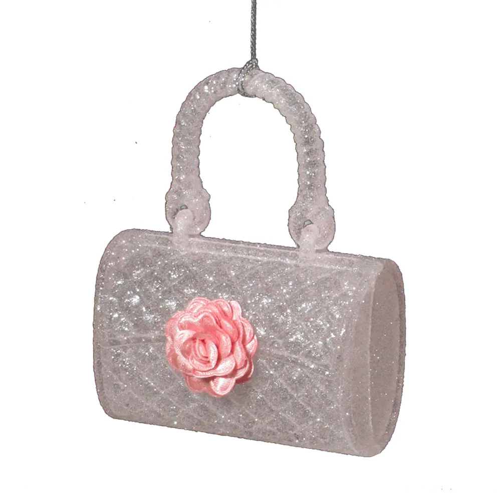 Sale Christmas Forever ORN PINK BAG 4.5″ W/ GLITTER & CAMELLIA