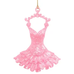Best Christmas Forever ORN PINK- DK BALLERINA DRESS 5″ W/ GLTR.