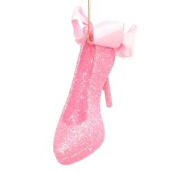 Sale Christmas Forever ORN PINK- DK HIGH HEEL SHOE 3.5″ W/ BOW & GLTR.