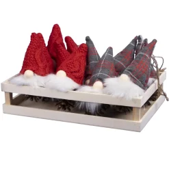 Outlet Christmas Forever ORN PLUSH GNOME 5″ W/ RED & PLAID HAT W/TRAY 12 PCS
