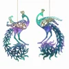 Clearance Christmas Forever ORN PURPLE PEACOCK 5.5″ CLEAR TURQ/PURPLE W/ GLITTER 2 ASST.