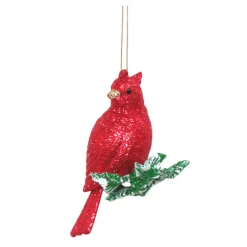 New Christmas Forever ORN RED CARDINAL 3″ ON BRANCH W/ GLITTER