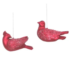 Outlet Christmas Forever ORN RED CARDINAL 3″ W/ FROST GLITTER 2 ASST.