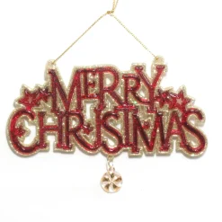 Discount Christmas Forever ORN RED CLEAR/GOLD “MERRY CHRISTMAS ” 4″X6″ W/ CANDY & GLITTER