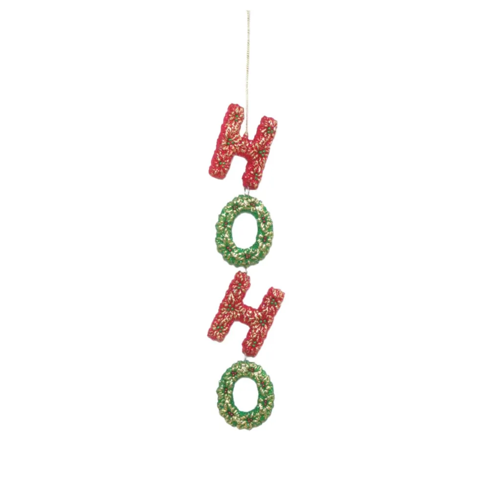 Discount Christmas Forever ORN RED/ GREEN “HO HO” ON STRING 1″X7″ W/ GLITTER