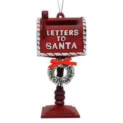 Christmas Forever ORN RED MAILBOX LETTER TO SANTA 4.5″ ANTIQUE RED W/ WREATH