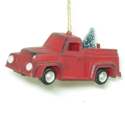 Christmas Forever ORN RED TRUCK 4.5″ W/ SNOWED TREE