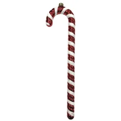 Clearance Christmas Forever ORN RED/WHITE CANDY CANE 15″ W/ WHITE GLITTER
