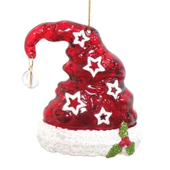Sale Christmas Forever ORN RED/WHITE SANTA HAT 3.5″ CLEAR W/ GLTR.