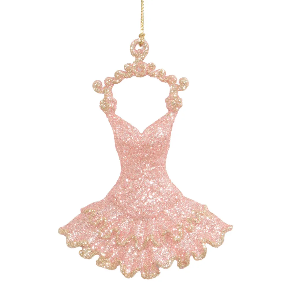 Online Christmas Forever ORN ROSE GOLD BALLERINA DRESS 5″ W/ 2-TONE GLTR.
