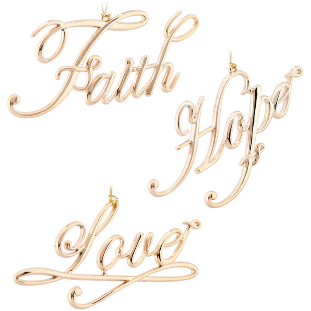 Sale Christmas Forever ORN ROSE GOLD FAITH, LOVE, HOPE 6″ 3/S