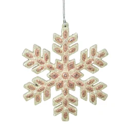 Online Christmas Forever ORN ROSE GOLD SNOWFLAKE 4.5″ W/ CHAMPAGNE GLITTER