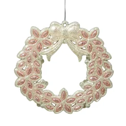 Best Christmas Forever ORN ROSEGOLD WREATH 5″ W/ CHAMPAGNE GLITTER