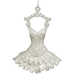 Outlet Christmas Forever ORN SILVER BALLERINA DRESS 5″ W/ BRIGHT SLV. GLTR.