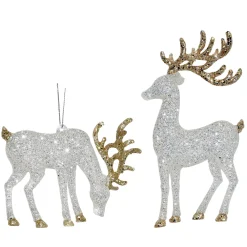 Sale Christmas Forever ORN SILVER /CHAMP. REINDEER 5.5″ W/ GLITTER 2/S