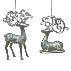 Best Christmas Forever ORN SILVER DEER 4.5″ &5.5 MATT FIN. W/ GLTR. 2 ASSTD.
