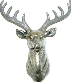 Clearance Christmas Forever ORN SILVER DEER HEAD 13″ ANTIQUE FINISH