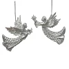 Christmas Forever ORN SILVER FLYING ANGEL 5.5″ MATT W/ GLITTER 2 ASSTD.