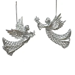 Christmas Forever ORN SILVER FLYING ANGEL 5.5″ MATT W/ GLITTER 2 ASSTD.