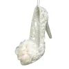 Clearance Christmas Forever ORN SILVER HIGH HEEL SHOE 4″ W/ FLOWER & BRIGHT SLV. GLTR.