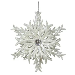Sale Christmas Forever ORN SILVER LAYERED SNOWFLAKE 5″ W/ BRIGHT GLITTER & JEWEL