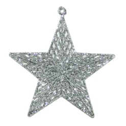 New Christmas Forever ORN SILVER MESH STAR 7″ W/GLTR