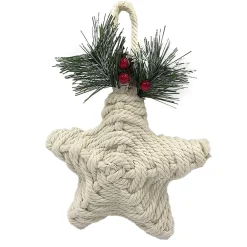 Hot Christmas Forever ORN STAR KNOTCRAFT 6″ CREAM/NATURAL W/ PINE, BERRIES & CONES