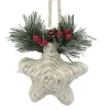 Best Christmas Forever ORN STAR KNOTCRAFT 5″ CREAM/NATURAL W/ PINE, BERRIES & CONES
