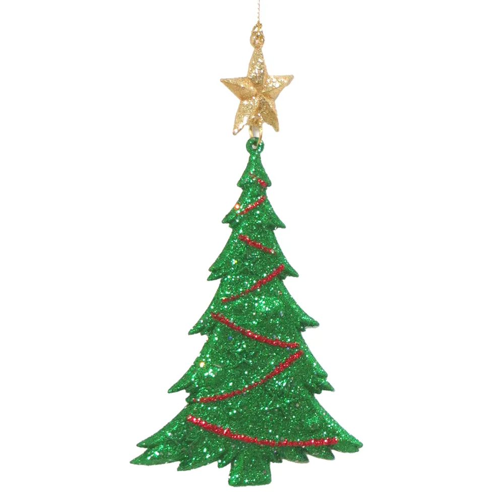 Outlet Christmas Forever ORN TREE RED/GRN/GLD TREE 6.25″ W/ STAR & GLTR.