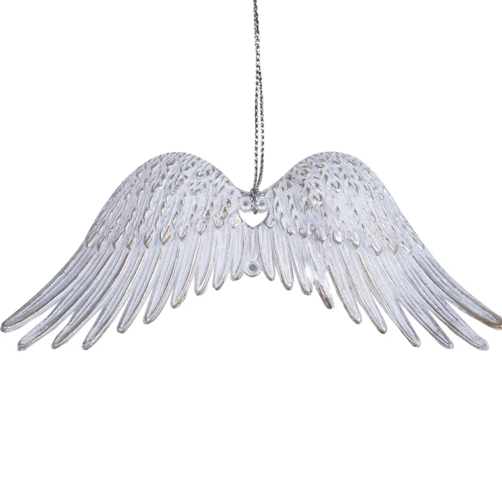 Best Christmas Forever ORN WHITE / GOLD WINGS 2.25″ WHITE W/ BRUSHED GOLD