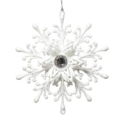 Christmas Forever ORN WHITE SNOWFLAKE 5″ W/ JEWEL & GLTR.