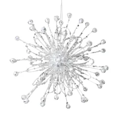 New Christmas Forever ORN WHITE STARBURST 7.5″ W/ WHITE GLTR