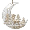 Sale Christmas Forever ORN WHITE/GOLD MOON 4.5″ W/ TREE & DEER W/ CHAMP. GLTR.