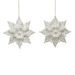 Online Christmas Forever ORN WHITE/GOLD SNOWFLAKE W/ WHT. GOLD GLTR. 2/S