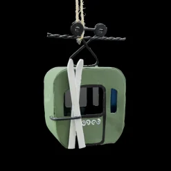 Discount Christmas Forever ORN WINTER METAL SKI CABLE CAR 4″ GREEN