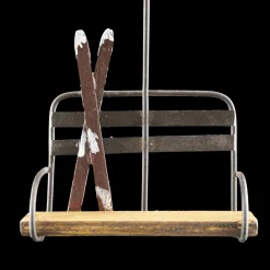 Best Christmas Forever ORN WINTER METAL SKI CHAIR LIFT 5″ WOOD SEAT