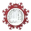 Best Christmas Forever ORN WOODEN DEER IN SNOWFLAKE 5″ RED/ WHITE