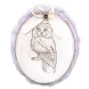 Online Christmas Forever ORN WOODEN DISC 4.5″ BIRCH W/ OWL & FUR TRIM