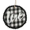 Outlet Christmas Forever ORN WOODEN DISC 4″ BLACK/WHITE W/LOVE