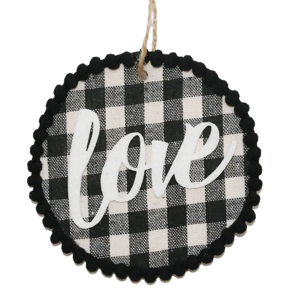 Outlet Christmas Forever ORN WOODEN DISC 4″ BLACK/WHITE W/LOVE