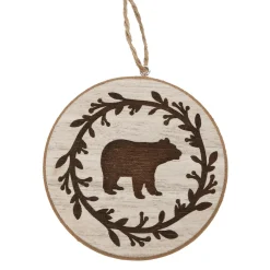 Sale Christmas Forever ORN WOODEN DISC 3″ NATURAL WITH BEAR