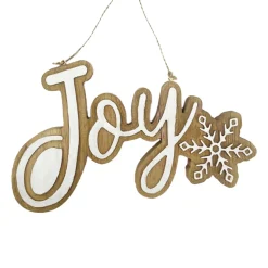 Best Christmas Forever ORN WOODEN “JOY” 9″ BROWN/WHITE