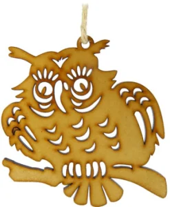 Best Christmas Forever ORN WOODEN OWL 4″ NATURAL W/ENGRAVED CENTRE