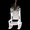 Discount Christmas Forever ORN WOODEN ROCKING CHAIR 5″ WHITE W/WHT/BLK CHECK RIBBON BOW & GREENS