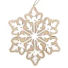 Discount Christmas Forever ORN WOODEN SNOWFLAKE 6.5″ BROWN/WHITE