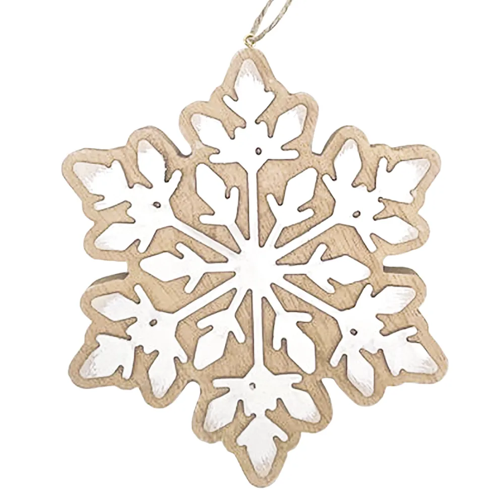 Discount Christmas Forever ORN WOODEN SNOWFLAKE 6.5″ BROWN/WHITE