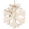 Outlet Christmas Forever ORN WOODEN SNOWFLAKE 8″ NATURAL/WHITE W/ SHERPA & BOW