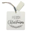 Clearance Christmas Forever ORN WOODEN TAG 4″W/ MERRY CHRISTMAS WHITE/BLACK/GREY