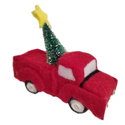 Outlet Christmas Forever ORN WOOL AUTO TRUCK 5.5″ WITH CHRISTMAS TREE